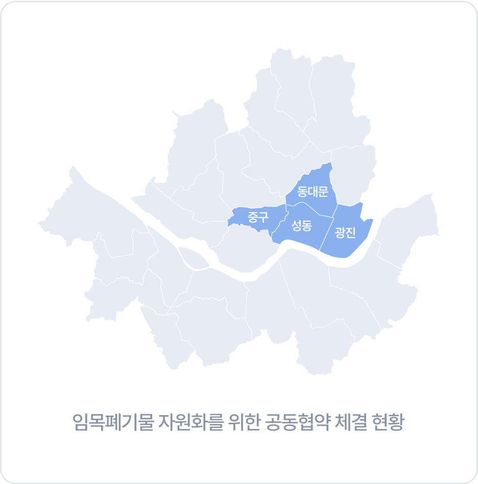 임목폐기물 자원화를 위한 공동협약 체결 현황 지도